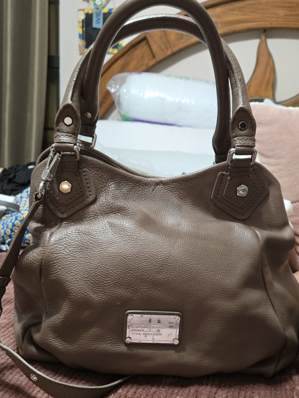 Marc by Marc Jacobs Taupe Leather Women's Satchel Handbag